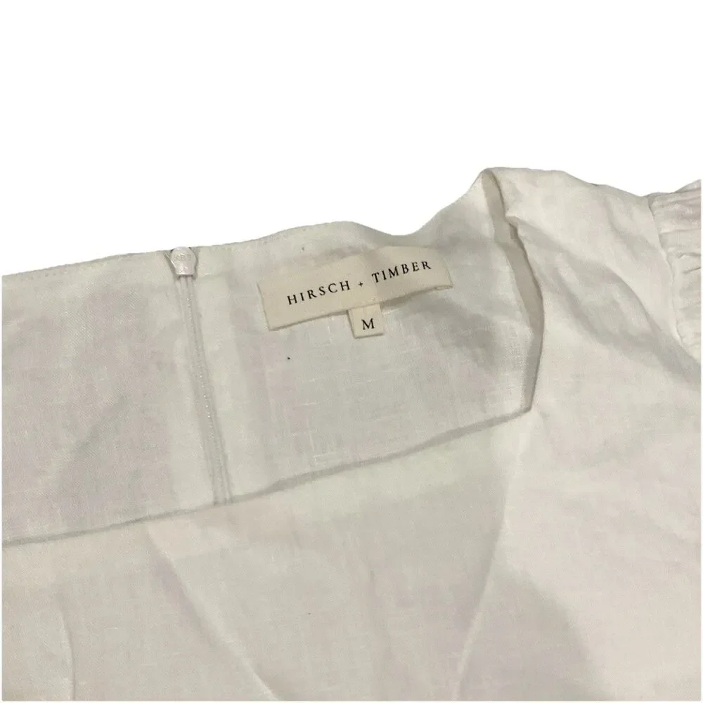 Hirsch & Timber White Linen Maxi Dress M Boho Cottagecore Lagenlook Prairie - Picture 3 of 16